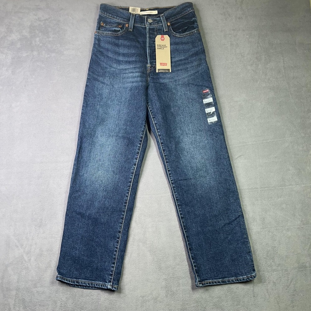 Levis Ribcage Straight Ankle Jeans Blue Denim Casual Women 27